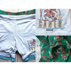 Miami Hurricanes 90s SHORTS & Boxer Ibis M L green NCAA football Bowl vintage
